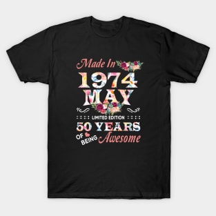 May Flower Made In 1974 50 Years Of Being Awesome T-Shirt